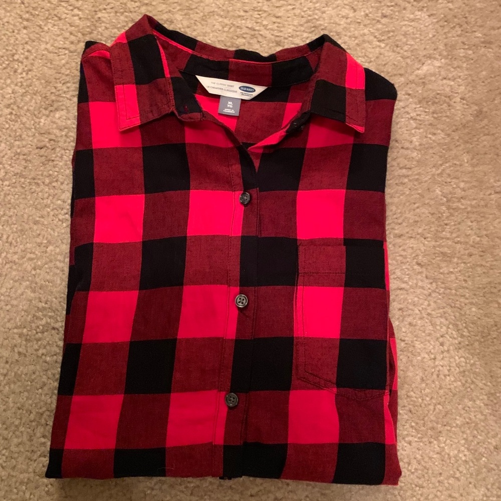 Red and black flannel shirt